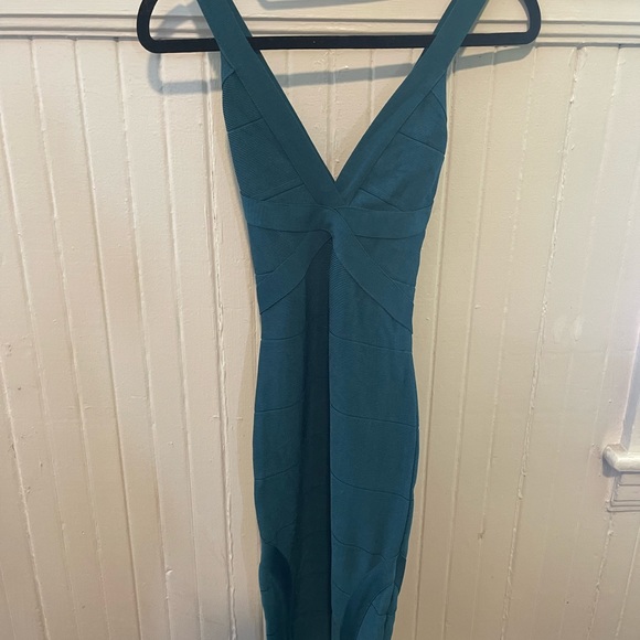 bebe Dresses & Skirts - Bebe deep V, cross cross, fitted dress